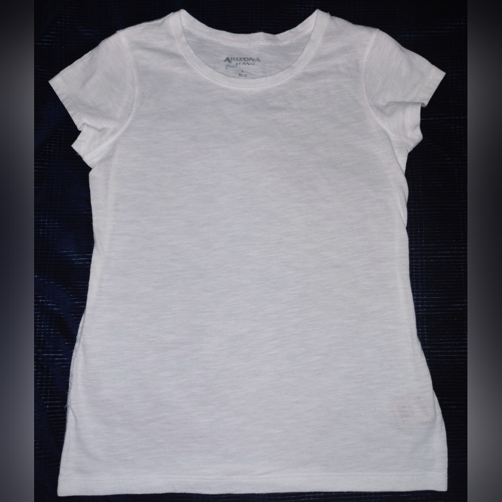Arizona Jeans Solid White Tee Girls Size 10/12 EUC